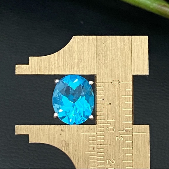Vintage Sterling Silver SCBS 925 Oval Blue Topaz CZ Cubic Zirconia Pendant 3.2g - Picture 12 of 16